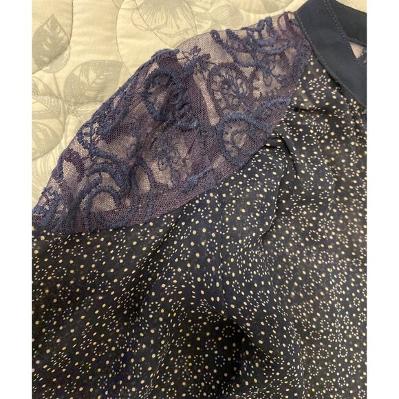 Pins & Needles Navy Blue Sheer Babydoll Lace Poka Dot Print Dress XS - Picture 8 of 8